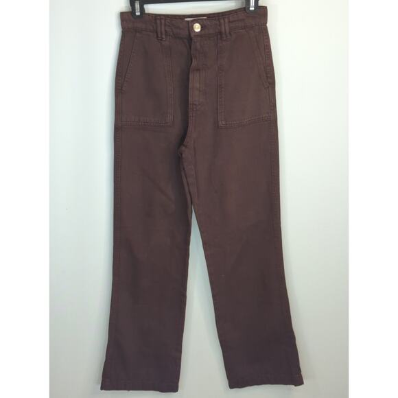 Zara Brown Pants Women's XS High Waisted Straight Leg Casual Neutral Minimalist - Picture 1 of 11